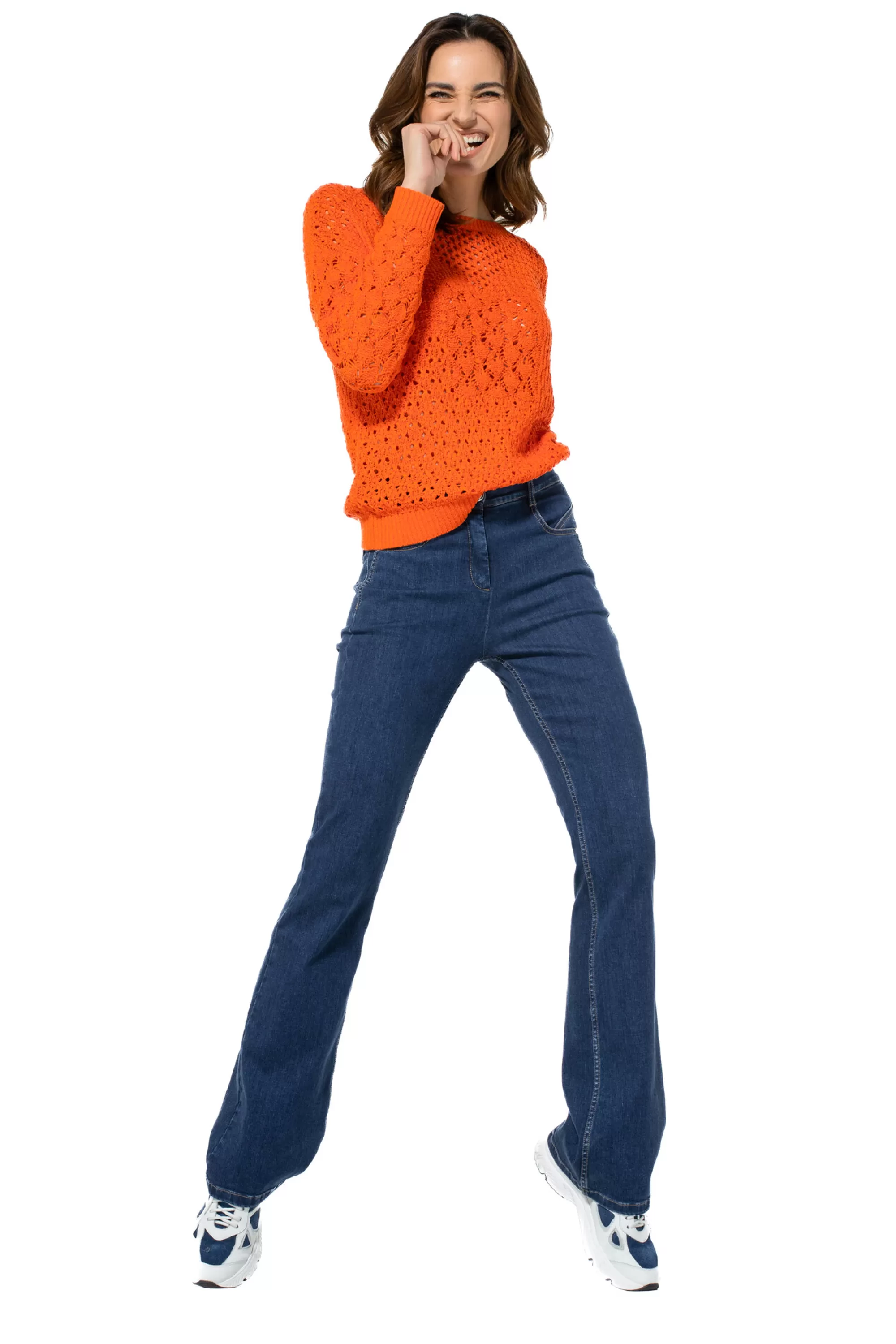 Caroline Biss® Jersey de Punto Artesanal - Modelo 1229/53 | Suéter de Invierno Tejido a Mano con Detalles Únicos