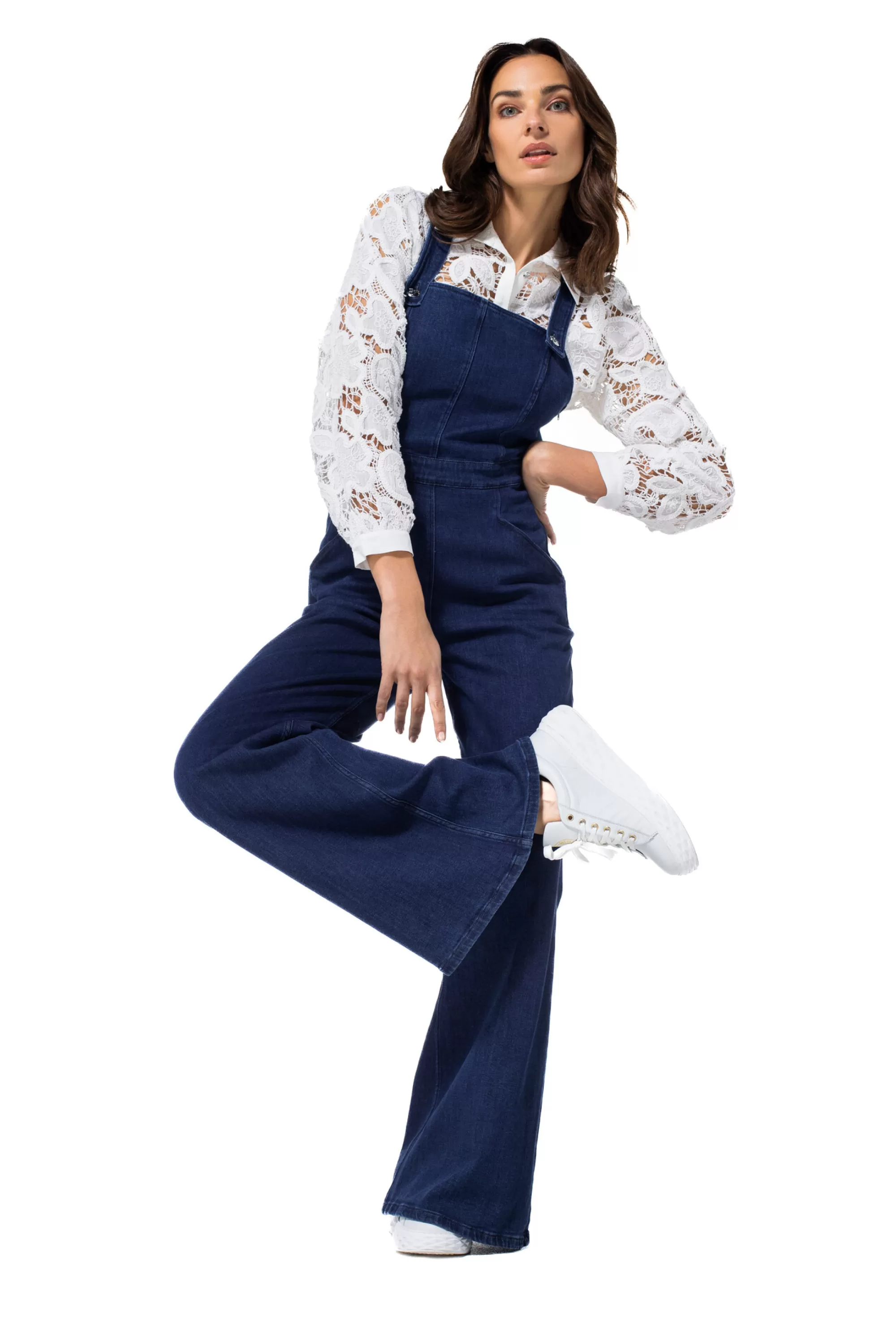 Overalls Caroline Biss Modelo 1514 - Pantalón de mezclilla holgado con corte relajado, diseño cómodo para uso diario