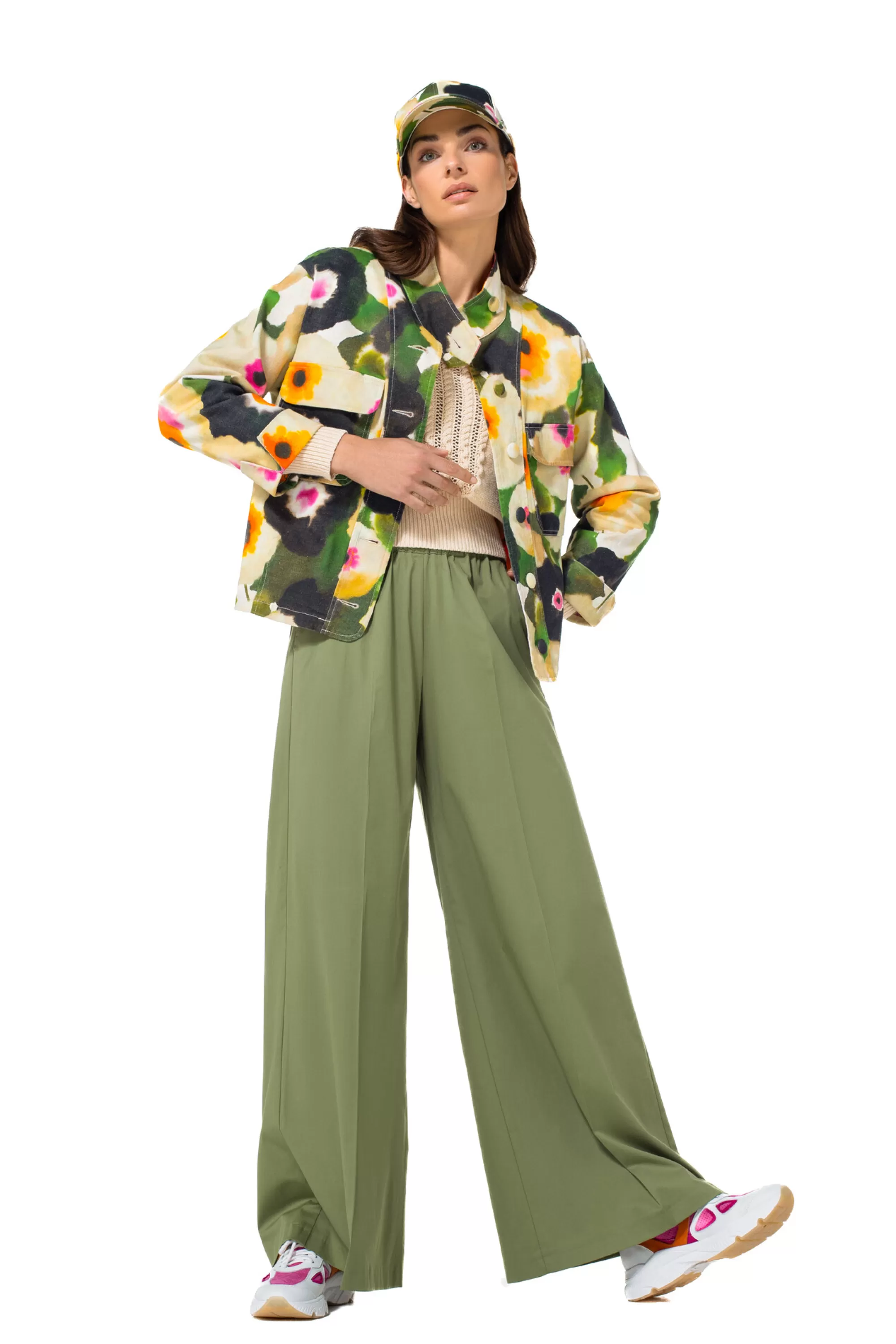Caroline Biss - Pantalones de Algodón Modelo 1569-60 | Cintura Clásica, Corte Amplio y Cómodo para Uso Diario