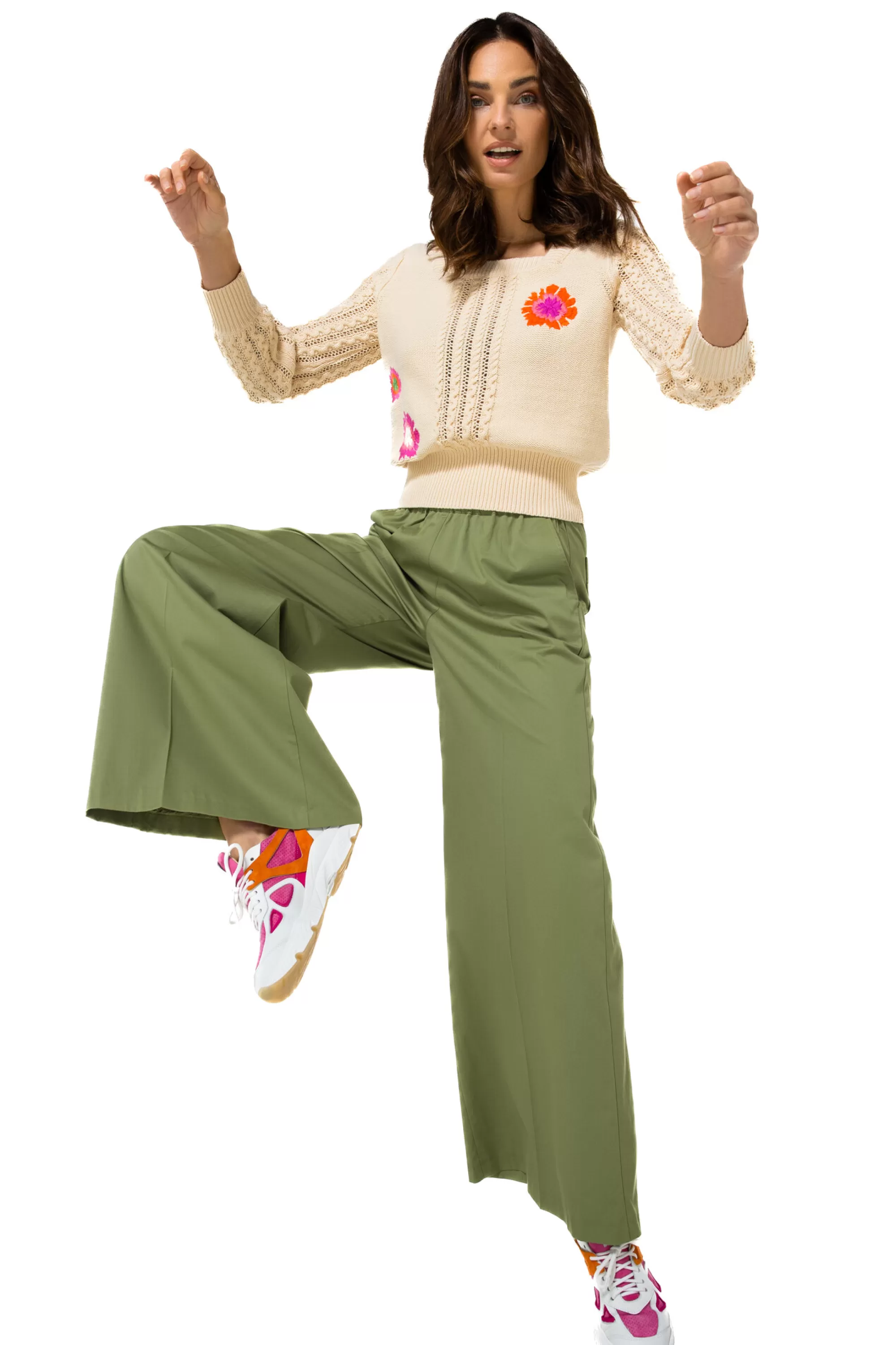 Caroline Biss - Pantalones de Algodón Modelo 1569-60 | Cintura Clásica, Corte Amplio y Cómodo para Uso Diario