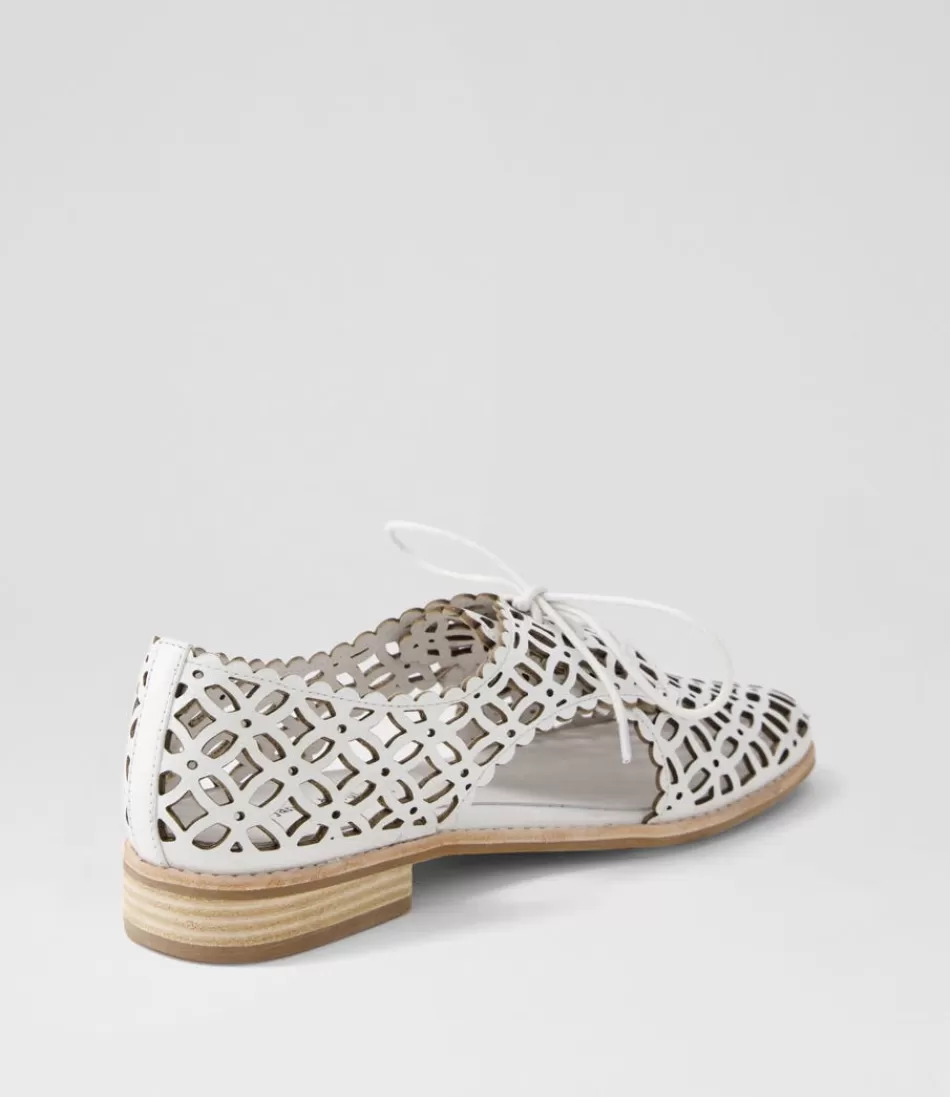 Zapatillas Bailarinas Django & Juliette para Mujer - Blancas en Cuero con Cordones Elegantes, Estilo Casual y Cómodo para el Día a Día