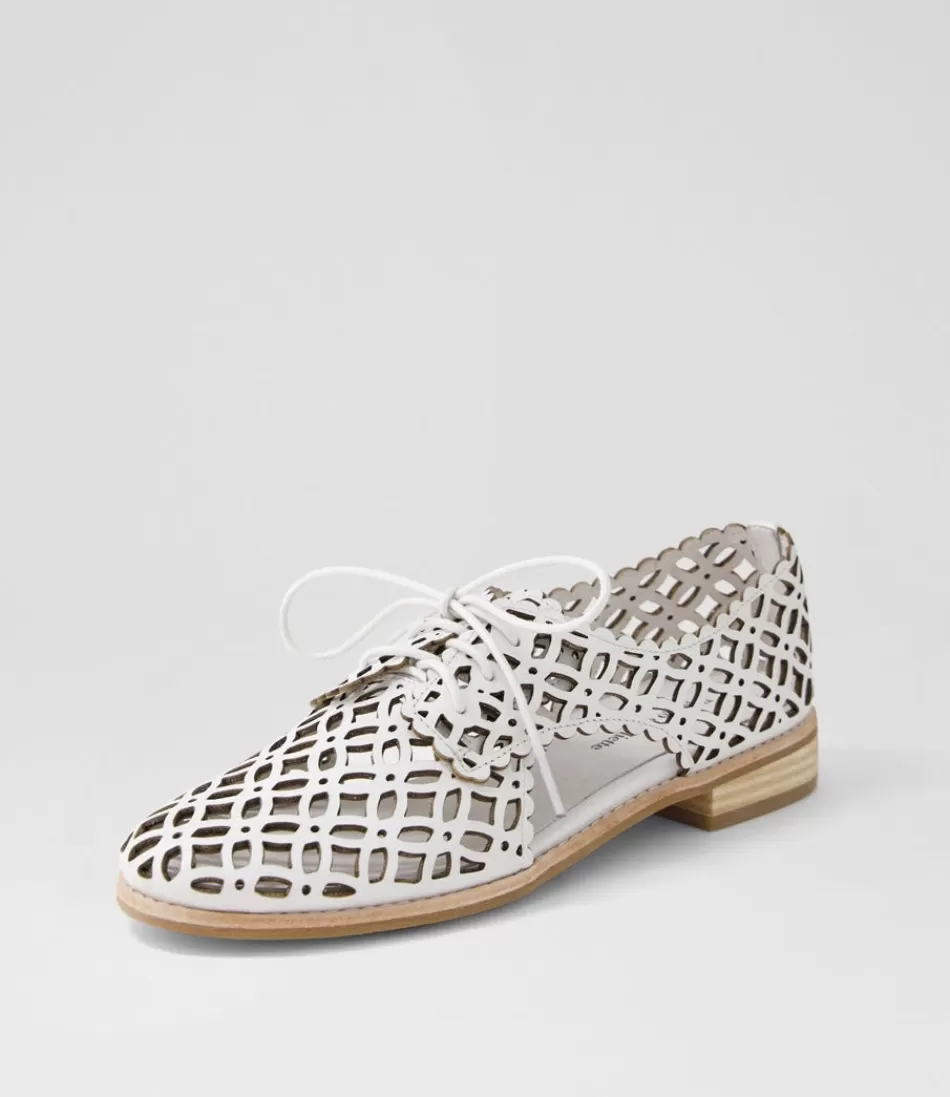 Zapatillas Bailarinas Django & Juliette para Mujer - Blancas en Cuero con Cordones Elegantes, Estilo Casual y Cómodo para el Día a Día
