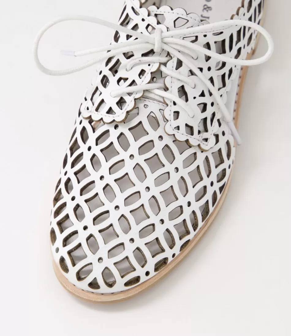 Zapatillas Bailarinas Django & Juliette para Mujer - Blancas en Cuero con Cordones Elegantes, Estilo Casual y Cómodo para el Día a Día