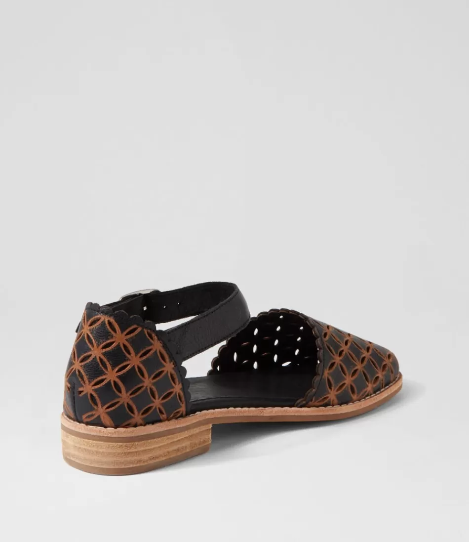 Zapatos Planos Mary Jane para Mujer - DJANGO & JULIETTE | Modelo Ashby en Cuero Bicolor Negro/Café, Estilo Clásico con Hebilla Decorativa
