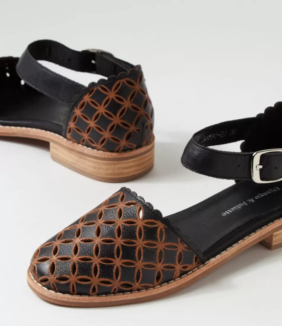 Zapatos Planos Mary Jane para Mujer - DJANGO & JULIETTE | Modelo Ashby en Cuero Bicolor Negro/Café, Estilo Clásico con Hebilla Decorativa