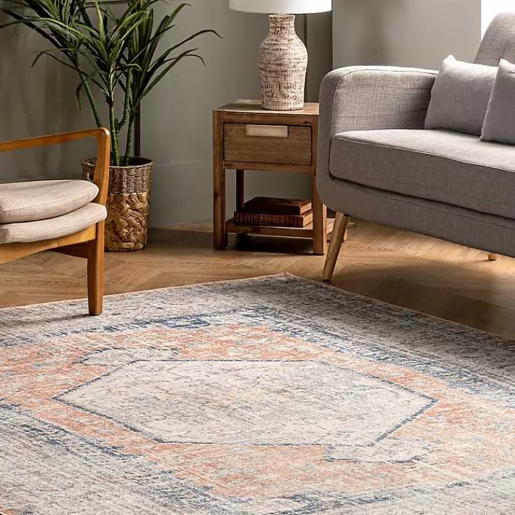 Alfombra Lavable Bea con Acabado Vintage Desgastado - 5x8 Pies para Sala, Diseño Acogedor de Kirklands Home Collection