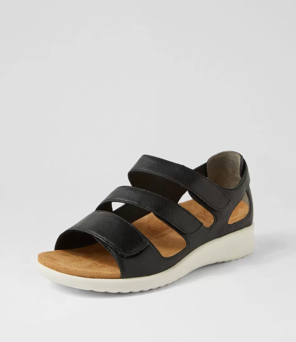 Sandalias Planas ZIERA para Mujer - Modelo Bexleys XW en Cuero Negro y Blanco, Diseño Ligero con Detalles Contrastantes