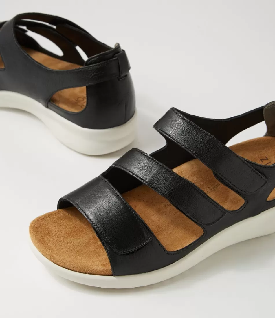 Sandalias Planas ZIERA para Mujer - Modelo Bexleys XW en Cuero Negro y Blanco, Diseño Ligero con Detalles Contrastantes