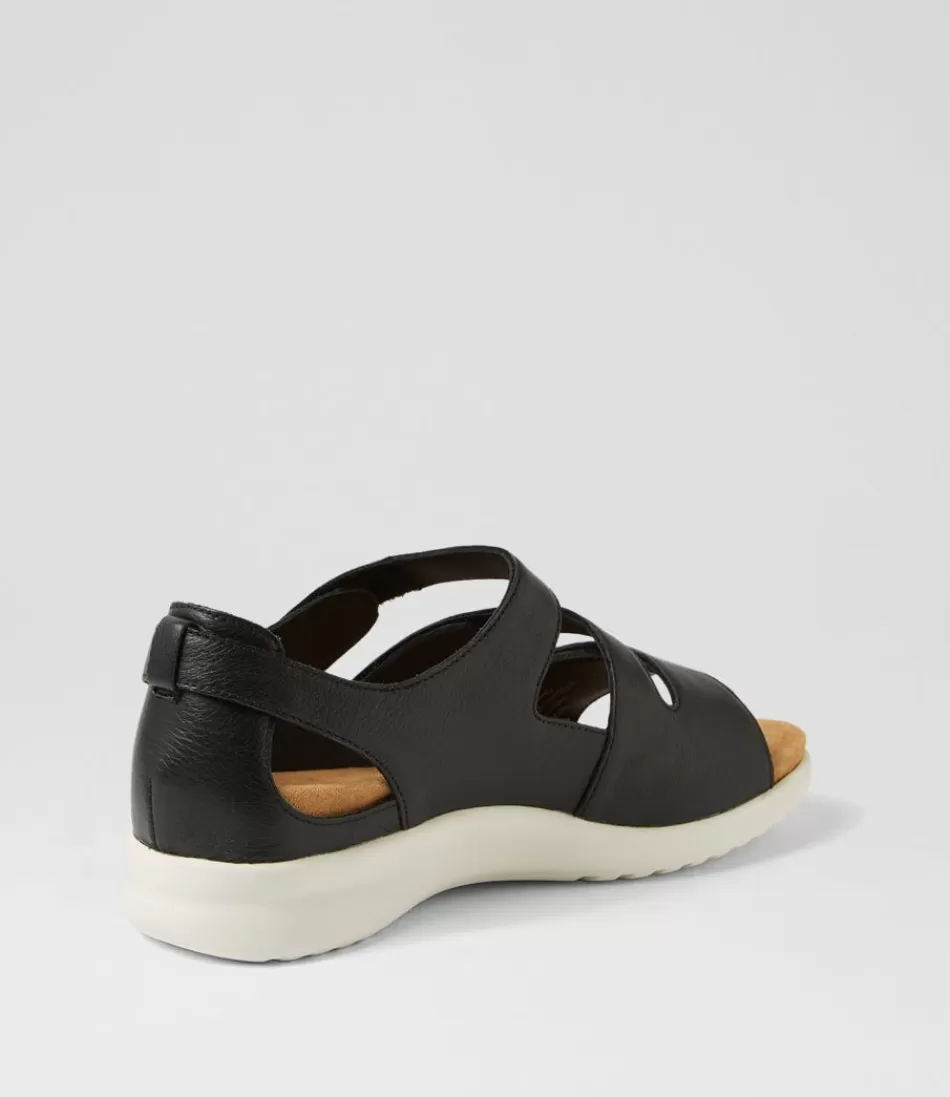 Sandalias Planas ZIERA para Mujer - Modelo Bexleys XW en Cuero Negro y Blanco, Diseño Ligero con Detalles Contrastantes