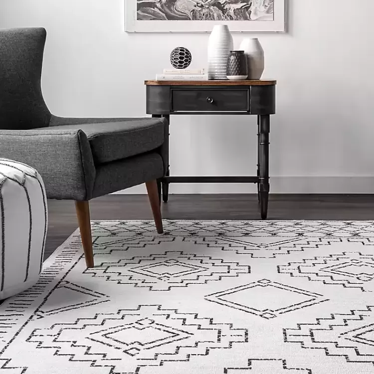 Alfombra lavable marroquí en negro y crema 5x8 pies - Diseño versátil para salas y dormitorios | Colección exclusiva Kirklands Home