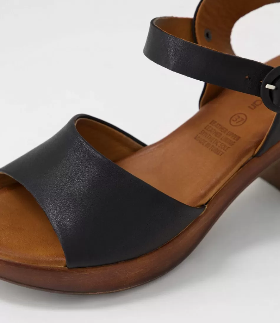 DIANA FERRARI Tacones Blaide Mujer - Sandalias de Cuero Natural Negro con Detalles Elegantes