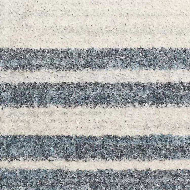 Alfombra decorativa azul y marfil con diseño lineal de lunas - Medidas 2x12 pies | Ofertas exclusivas de temporada en muebles para el hogar Kirklands