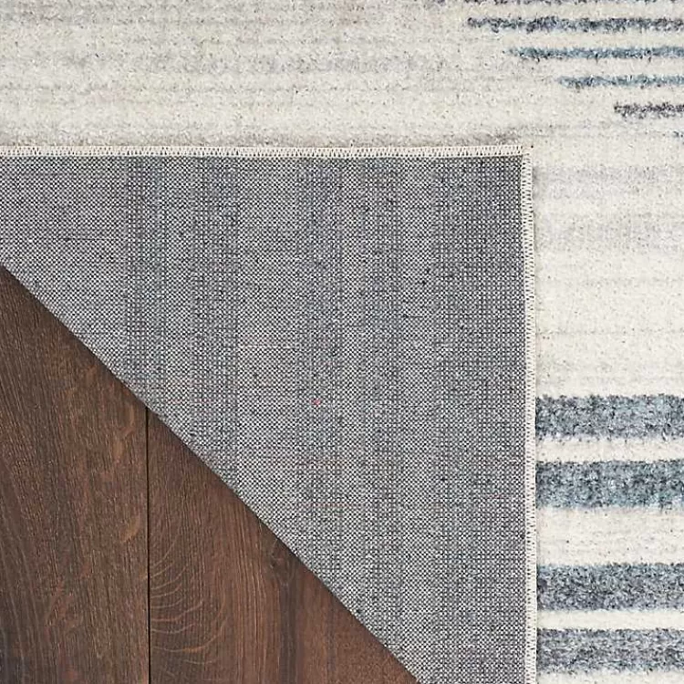 Alfombra decorativa azul y marfil con diseño lineal de lunas - Medidas 2x12 pies | Ofertas exclusivas de temporada en muebles para el hogar Kirklands