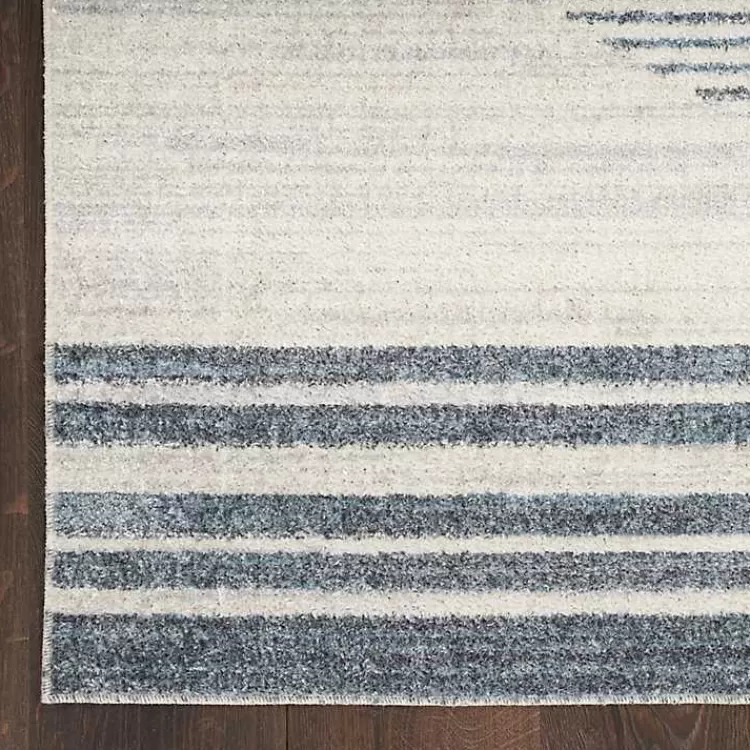 Alfombra decorativa azul y marfil con diseño lineal de lunas - Medidas 2x12 pies | Ofertas exclusivas de temporada en muebles para el hogar Kirklands