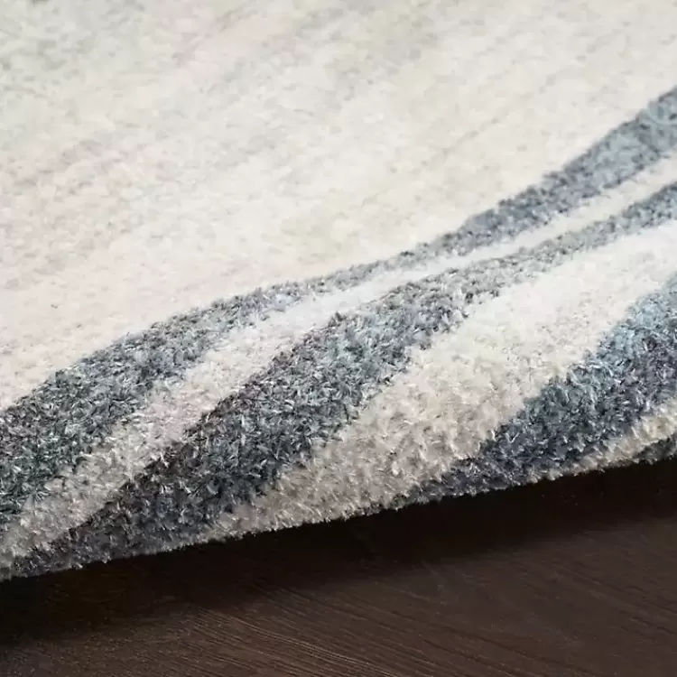 Alfombra decorativa azul y marfil con diseño lineal de lunas - Medidas 2x12 pies | Ofertas exclusivas de temporada en muebles para el hogar Kirklands