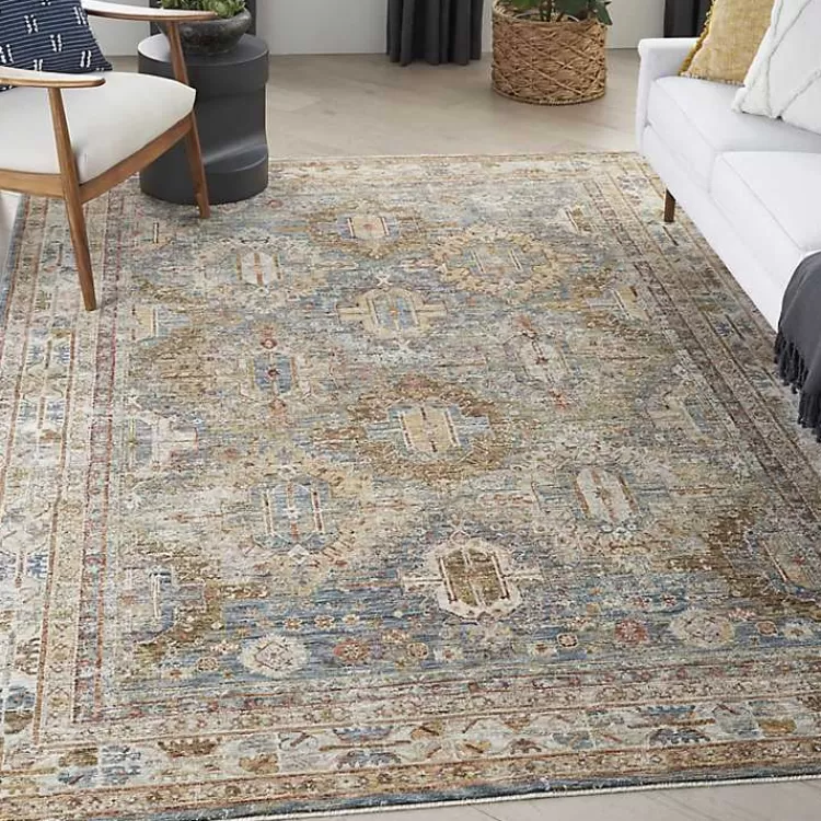 Alfombra Moderna 1.52x2.13m - Diseño Vintage Azul con Medallones Decorativos | Oferta Exclusiva Kirklands Home