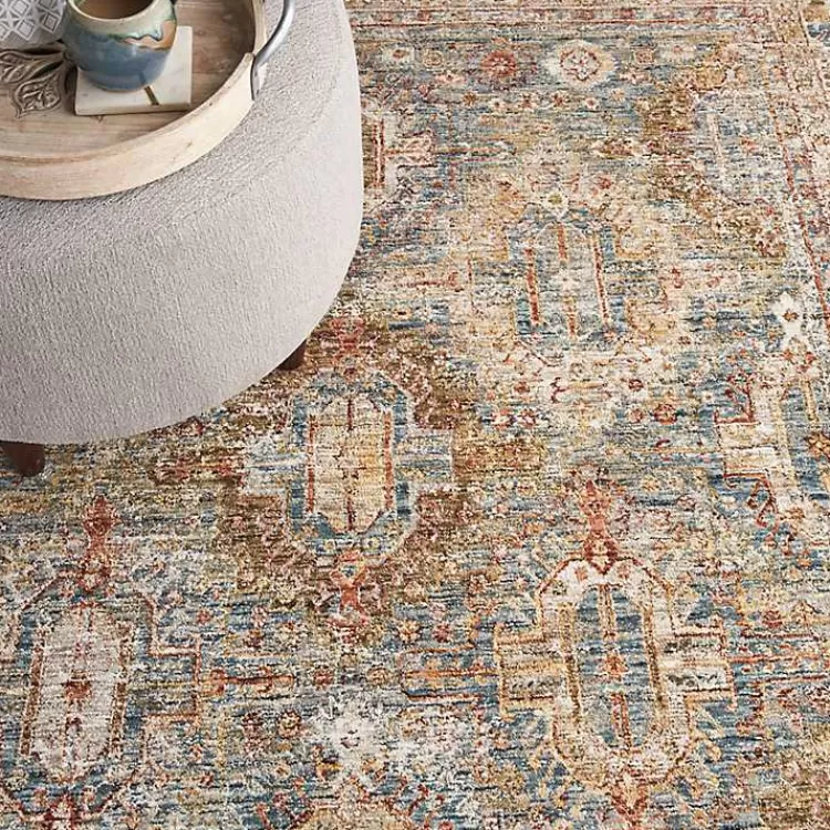 Alfombra Moderna 1.52x2.13m - Diseño Vintage Azul con Medallones Decorativos | Oferta Exclusiva Kirklands Home