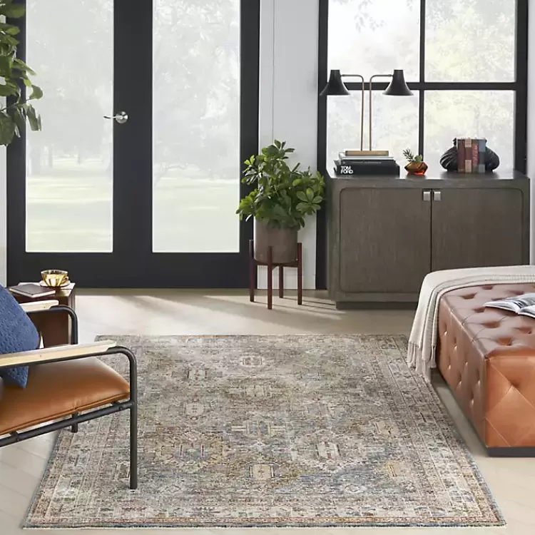 Alfombra Moderna 1.52x2.13m - Diseño Vintage Azul con Medallones Decorativos | Oferta Exclusiva Kirklands Home