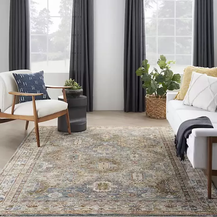 Alfombra Moderna 1.52x2.13m - Diseño Vintage Azul con Medallones Decorativos | Oferta Exclusiva Kirklands Home