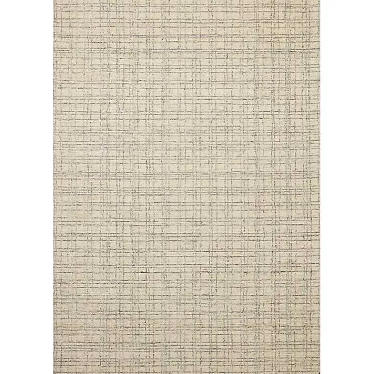 Tapete decorativo Polly en cuadrícula beige 3x5 pies - Diseño exclusivo Chris Loves Julia con Loloi - Tejido resistente para sala de estar - Colección elegante de Kirklands Home
