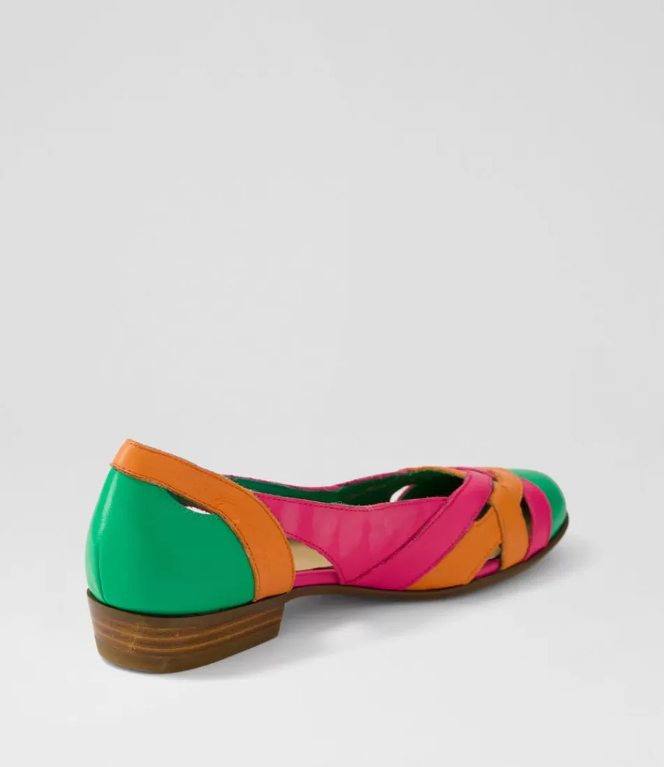 Zapatos Planos DJANGO&JULIETTE para Mujer - Bailarinas Multicolor Doddo en Esmeralda Vibrante y Naranja