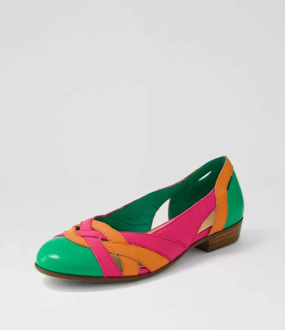 Zapatos Planos DJANGO&JULIETTE para Mujer - Bailarinas Multicolor Doddo en Esmeralda Vibrante y Naranja
