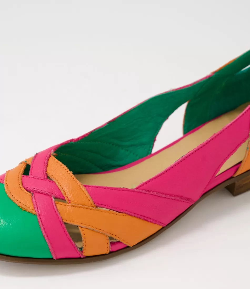 Zapatos Planos DJANGO&JULIETTE para Mujer - Bailarinas Multicolor Doddo en Esmeralda Vibrante y Naranja