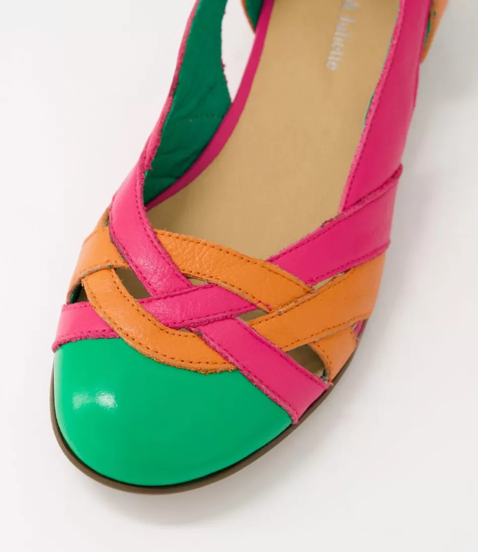 Zapatos Planos DJANGO&JULIETTE para Mujer - Bailarinas Multicolor Doddo en Esmeralda Vibrante y Naranja