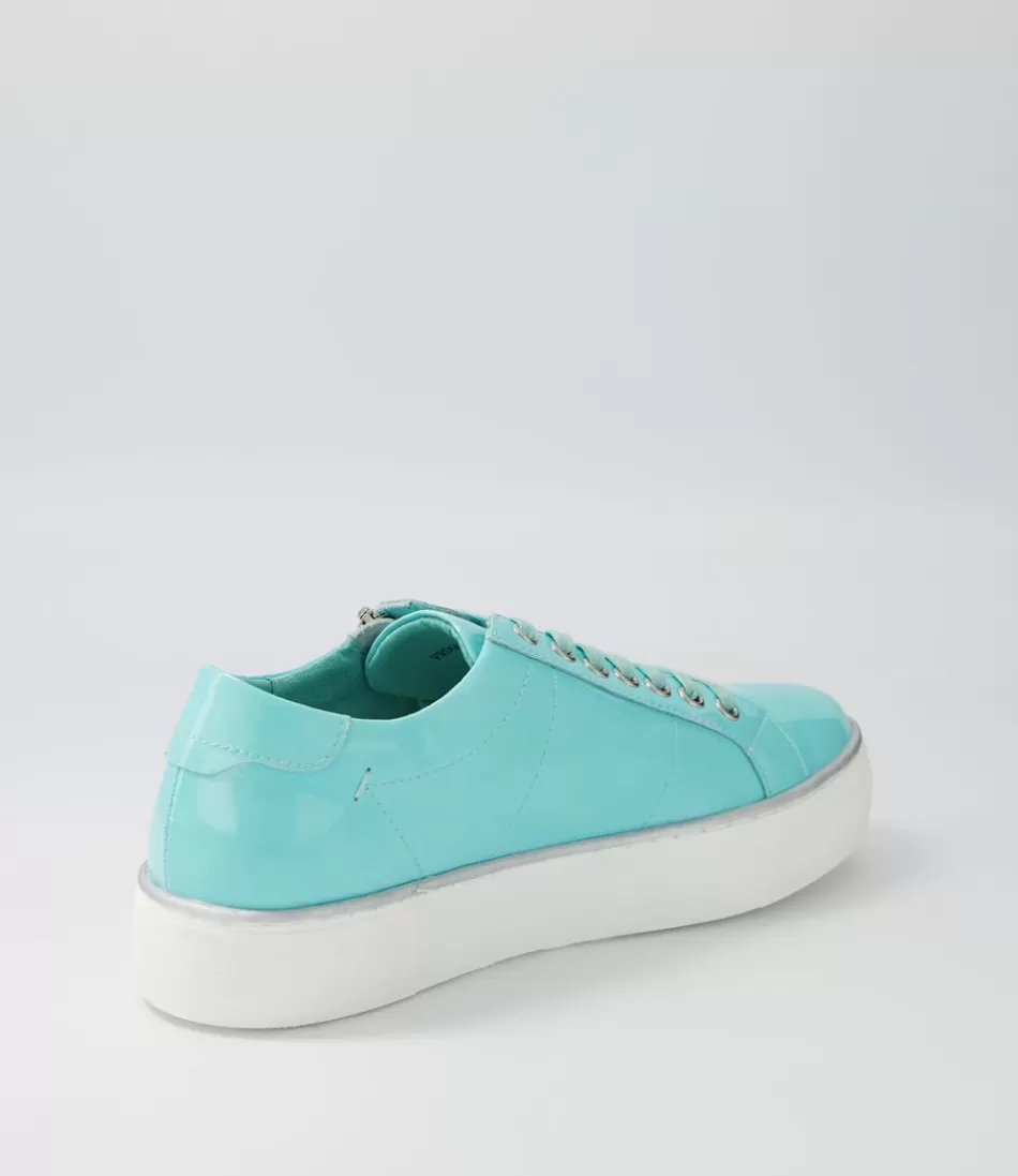 Zapatillas Deportivas Django y Juliette para Mujer - Charol Brillante en Verde Agua Claro, Estilo Urbano con Detalles en Cuero Acrílico