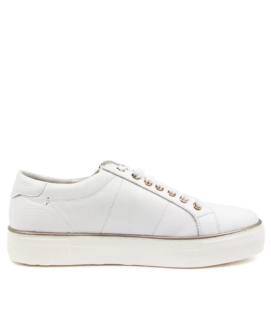 Zapatillas Urbanas DJANGO y JULIETTE para Mujer - Cuero Blanco con Motivo Rana, Estilo Fresco y Aire Vintage