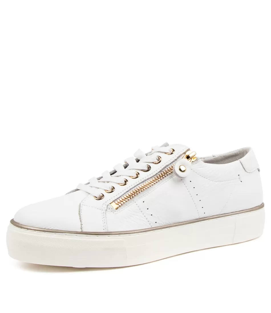 Zapatillas Urbanas DJANGO y JULIETTE para Mujer - Cuero Blanco con Motivo Rana, Estilo Fresco y Aire Vintage