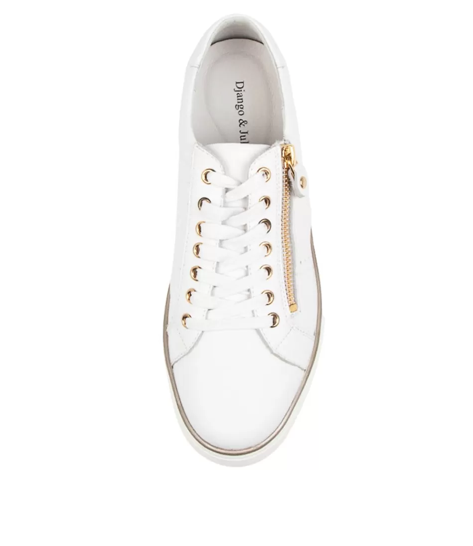 Zapatillas Urbanas DJANGO y JULIETTE para Mujer - Cuero Blanco con Motivo Rana, Estilo Fresco y Aire Vintage