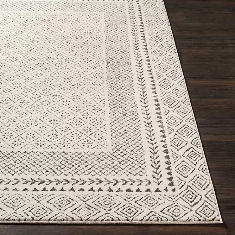 Tapete Harrah de 2.10x3 metros en gris perla y crema suave - Borde decorativo para salas y dormitorios - Diseño acogedor Kirklands a precio accesible