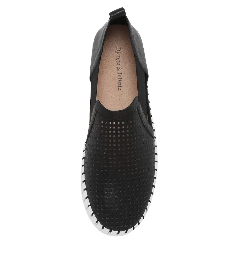 Zapatillas Habiki de Cuero Negro para Mujer - DJANGO & JULIETTE | Planas Deportivas con Estilo Casual