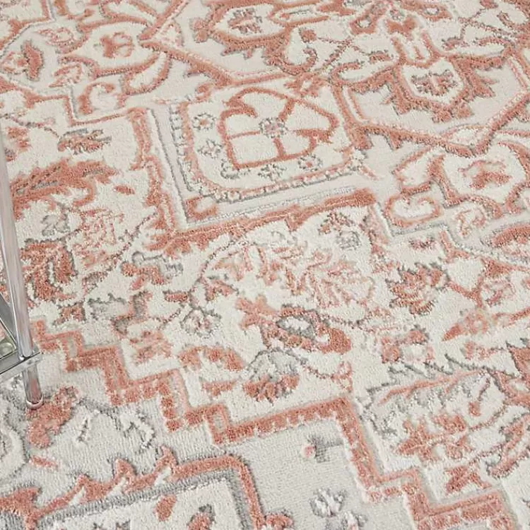 Alfombra Decorativa de 1.52x2.13 metros con Medallones Florales - Tonalidades Marfil y Rosa Polvoriento | Colección Kirklands para Salas 

(：，