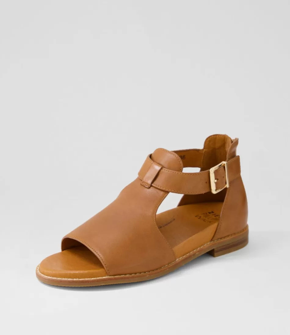 Sandalias planas Jeskie W en cuero beige para mujer - Calzado casual de ZIERA con soporte ergonómico