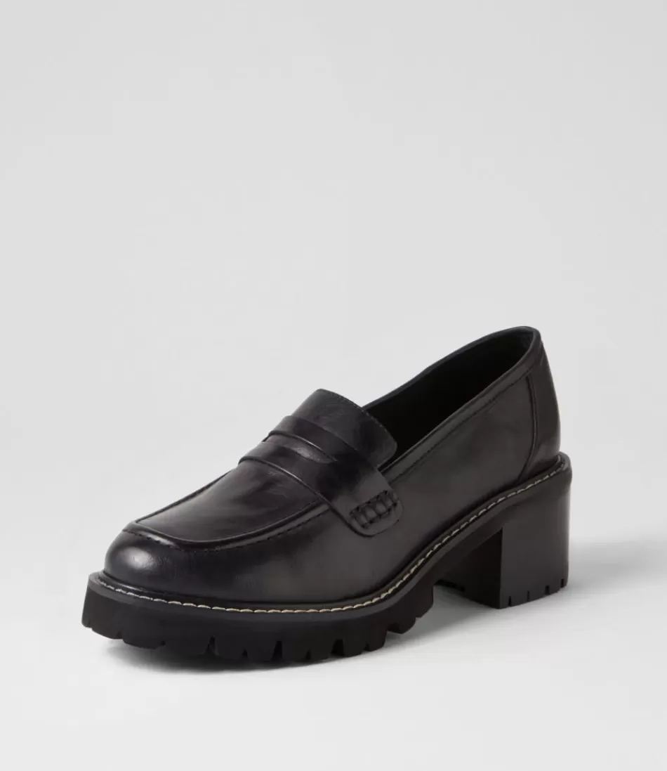 Tacones Elegantes de Cuero Ébano Jinnah para Mujer - Altura Sofisticada y Estilo Único