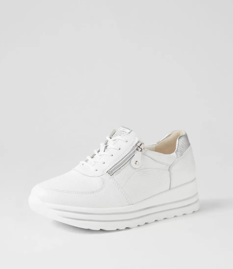 Zapatillas Deportivas Elegantes WALDLAUFER Mujer - Lana Weiss en Cuero Plateado, Ligereza Urbana con Estilo