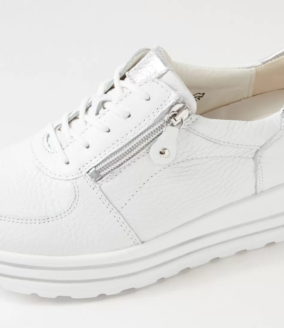 Zapatillas Deportivas Elegantes WALDLAUFER Mujer - Lana Weiss en Cuero Plateado, Ligereza Urbana con Estilo