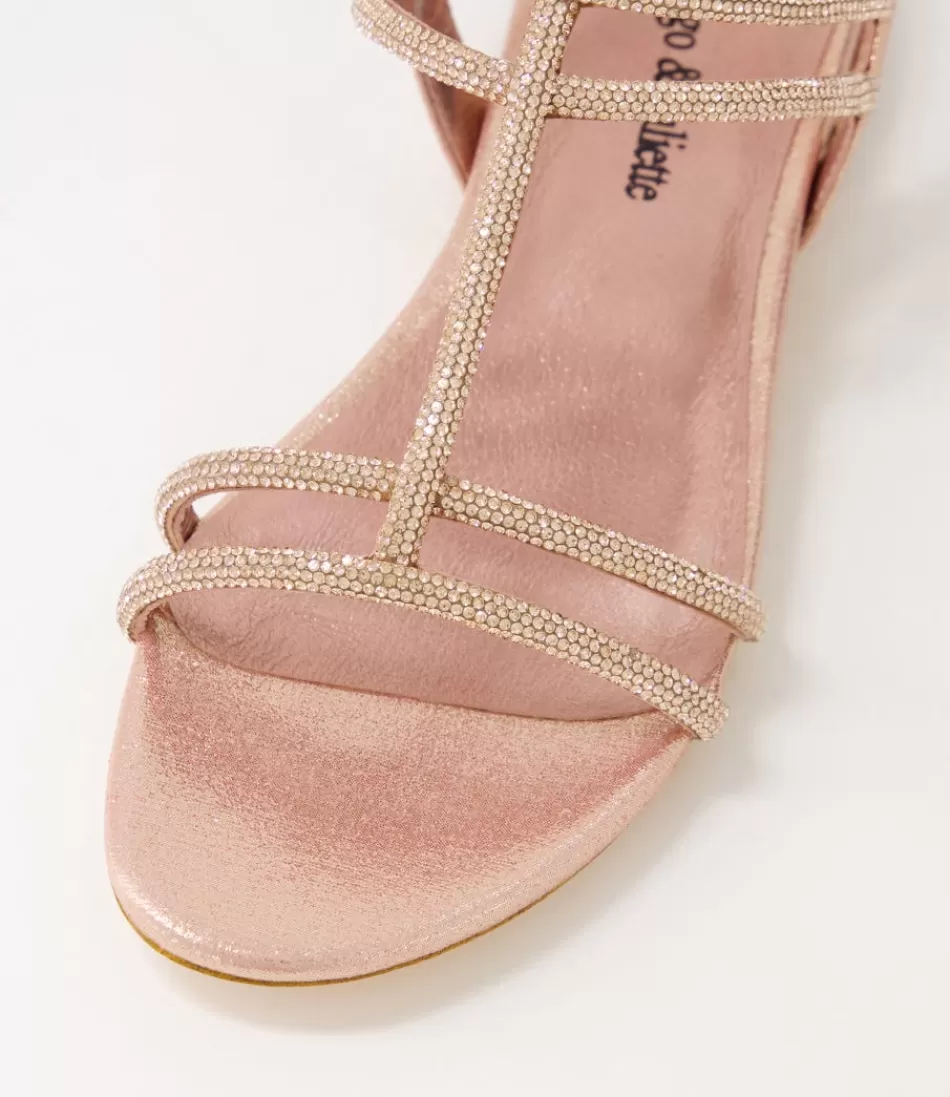 Sandalias planas DJANGO & JULIETTE para mujer - Modelo Laroza en tejido piel desnudo con adornos de pedrería, comodidad refinada para looks casuales y elegantes.
