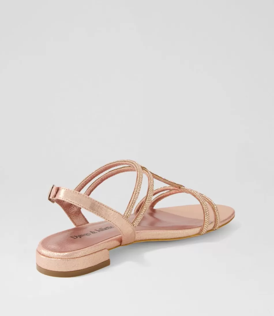 Sandalias planas DJANGO & JULIETTE para mujer - Modelo Laroza en tejido piel desnudo con adornos de pedrería, comodidad refinada para looks casuales y elegantes.