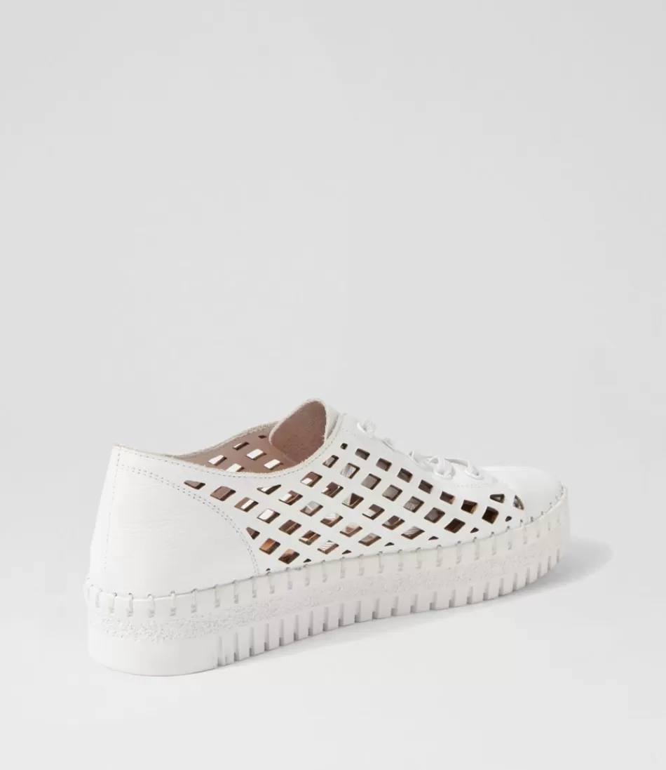 DJANGO & JULIETTE - Zapatillas Deportivas para Mujer en Cuero Blanco Roto - Estilo Casual con Detalles Retro - Tallas Completas 

（：，