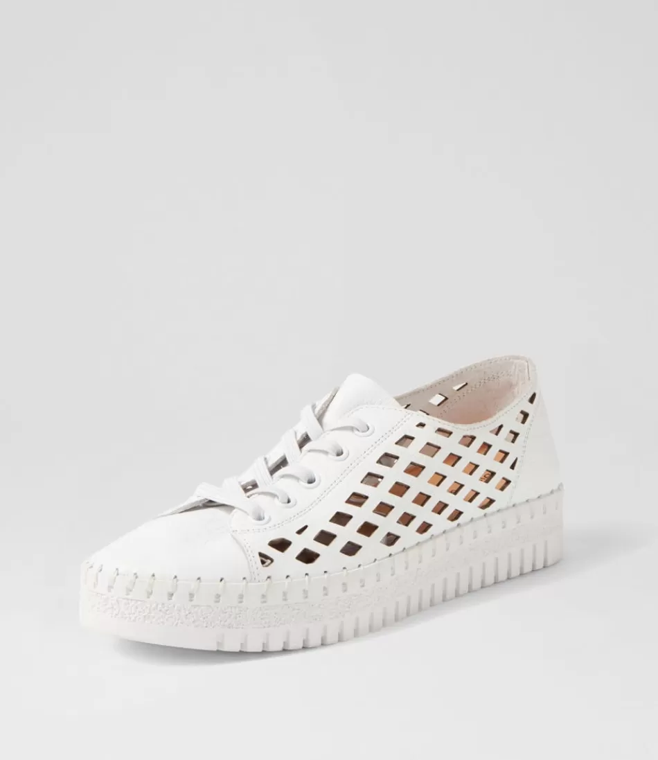 DJANGO & JULIETTE - Zapatillas Deportivas para Mujer en Cuero Blanco Roto - Estilo Casual con Detalles Retro - Tallas Completas 

（：，