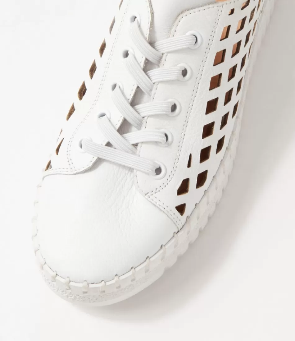 DJANGO & JULIETTE - Zapatillas Deportivas para Mujer en Cuero Blanco Roto - Estilo Casual con Detalles Retro - Tallas Completas 

（：，
