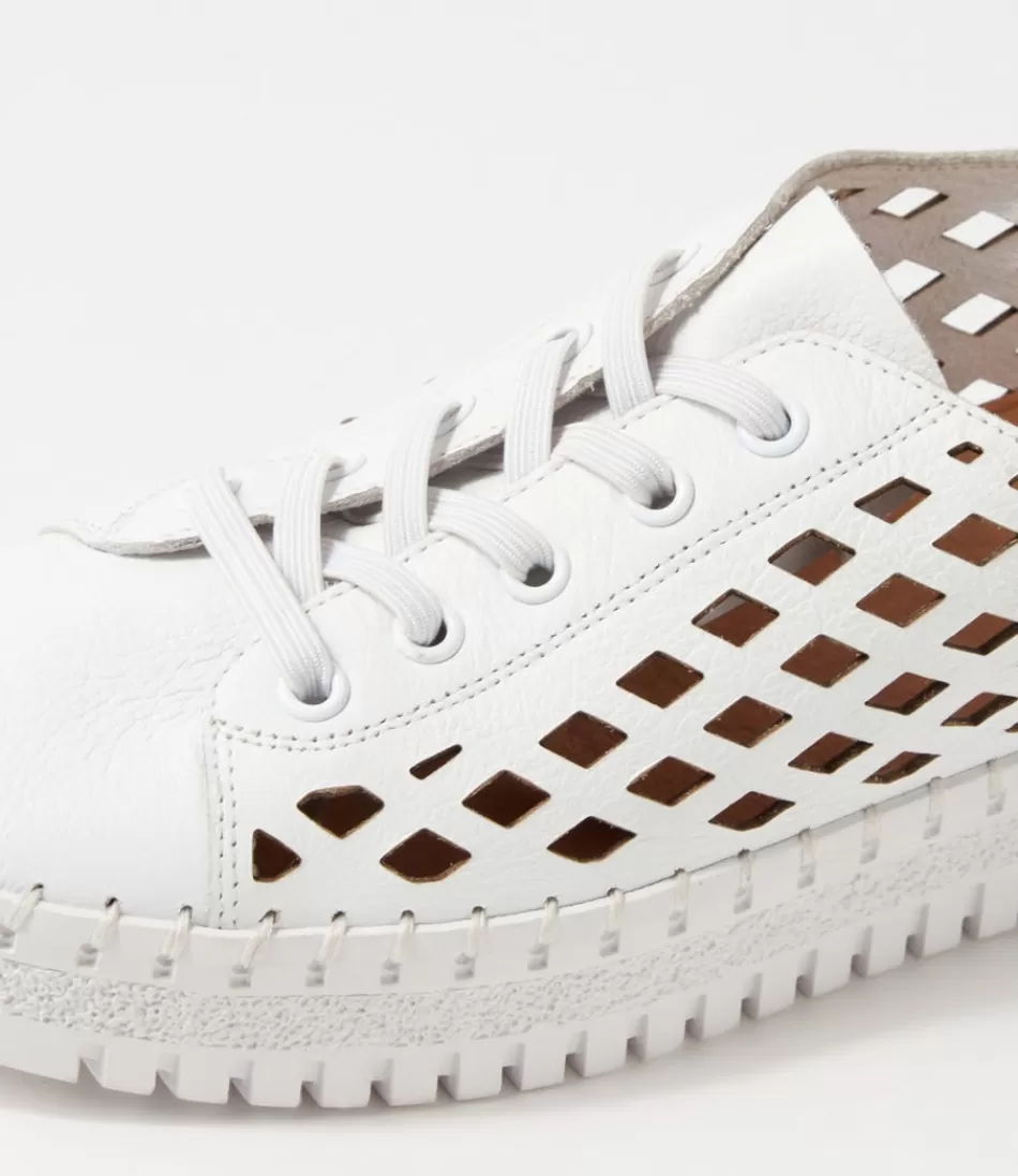 DJANGO & JULIETTE - Zapatillas Deportivas para Mujer en Cuero Blanco Roto - Estilo Casual con Detalles Retro - Tallas Completas 

（：，