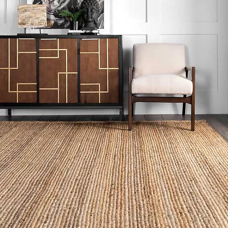 Alfombra de Yute Rigo Tejida Artesanalmente | Medidas 120x180 cm | Diseño Natural para Salón | Colección Exclusiva Kirklands Home ¡Edición Especial!