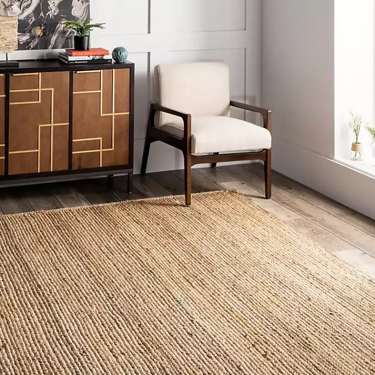 Alfombra de Yute Rigo Tejida Artesanalmente | Medidas 120x180 cm | Diseño Natural para Salón | Colección Exclusiva Kirklands Home ¡Edición Especial!
