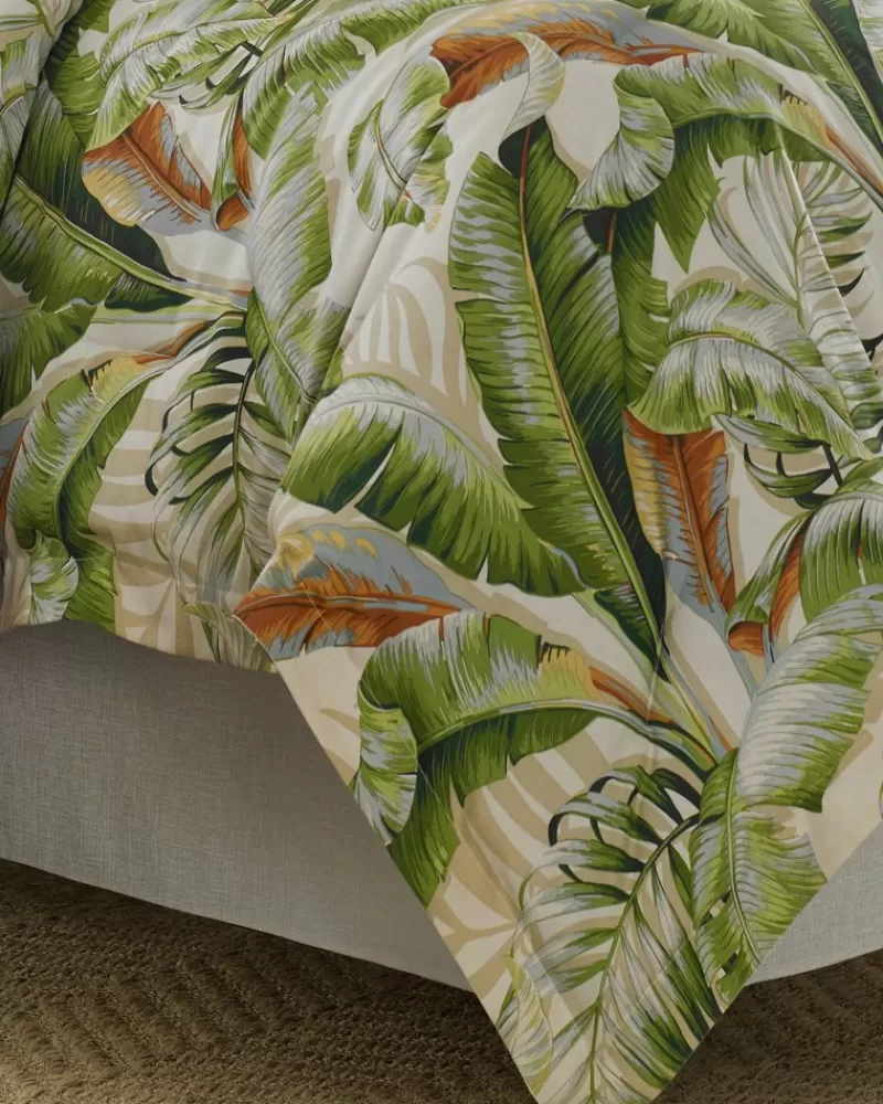 Juego de Edredón de Lujo Tommy Bahama con Estampado Palmeras, Tamaño California King - Diseño Exclusivo para Dormitorios Elegantes