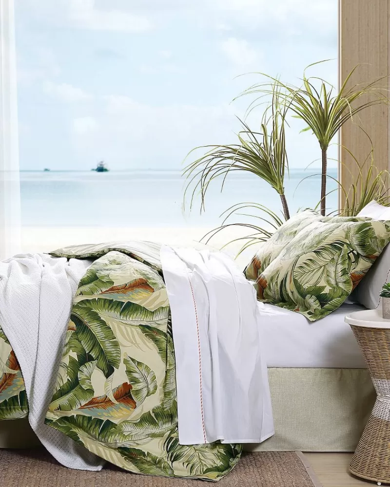 Juego de Edredón de Lujo Tommy Bahama con Estampado Palmeras, Tamaño California King - Diseño Exclusivo para Dormitorios Elegantes