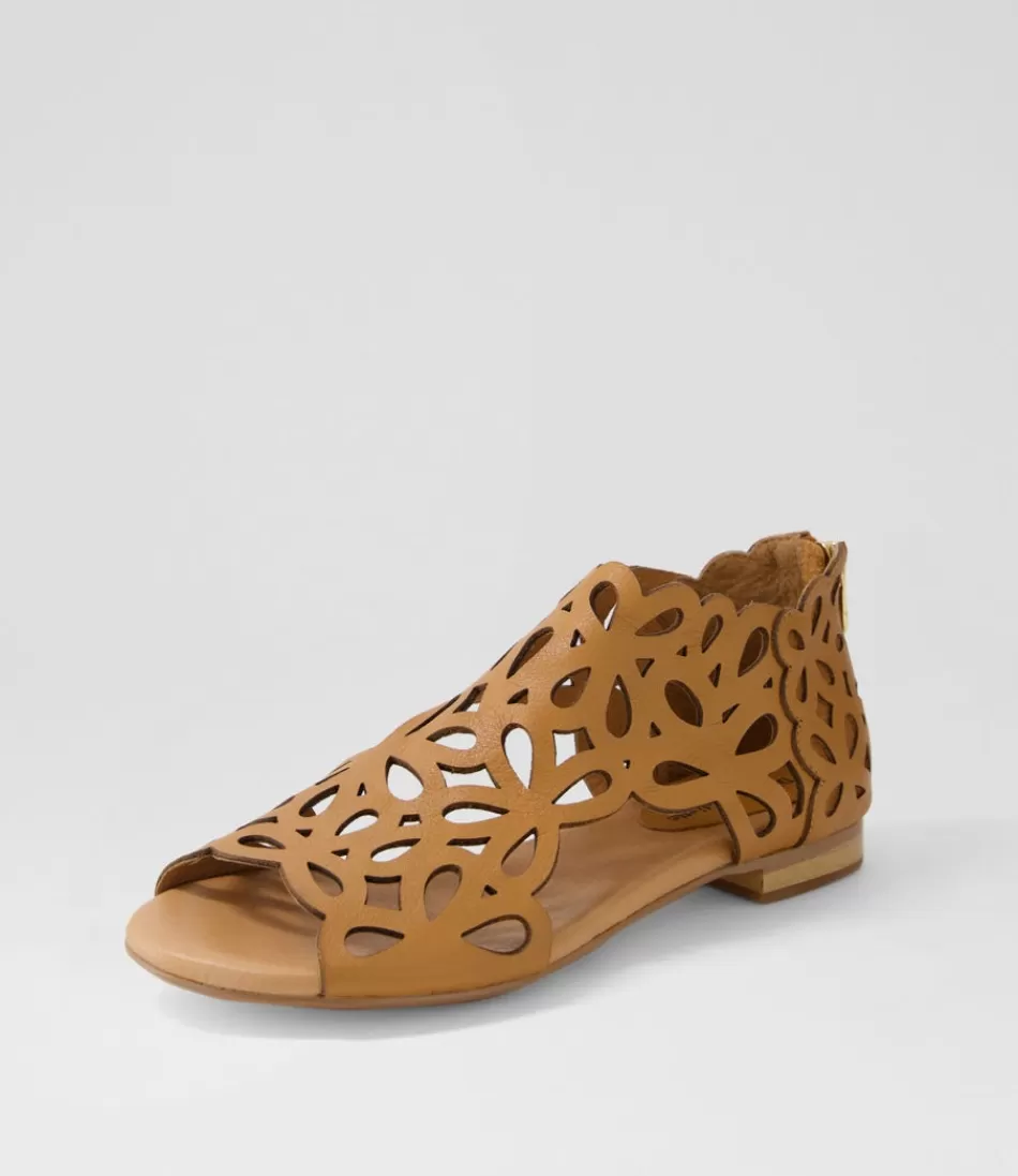 Sandalias DJANGO & JULIETTE para Mujer - Diseño plano en cuero Pietro con tono arena, estilo versátil para uso diario